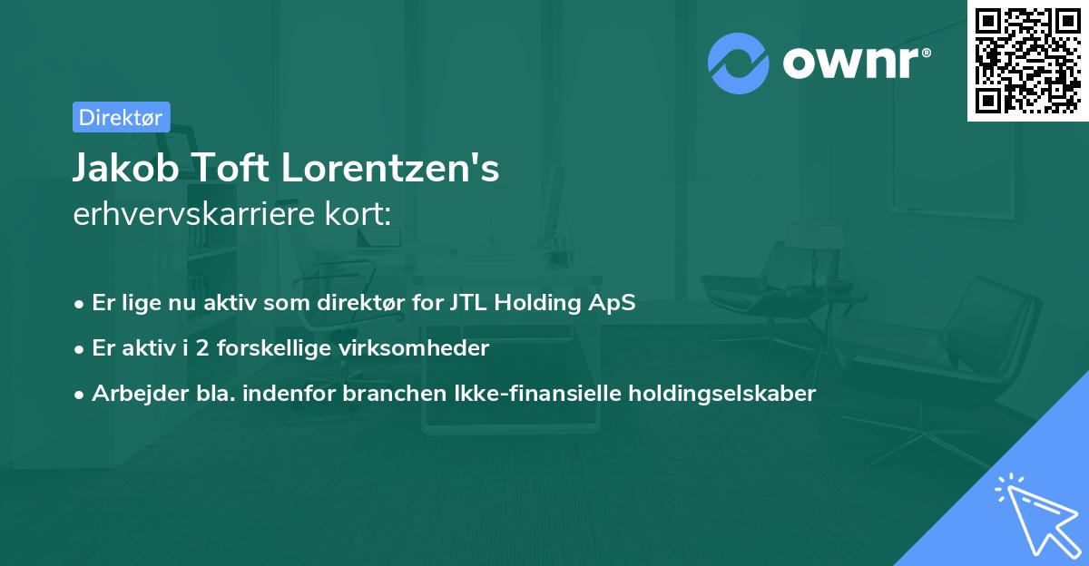 Jakob Toft Lorentzen's erhvervskarriere kort