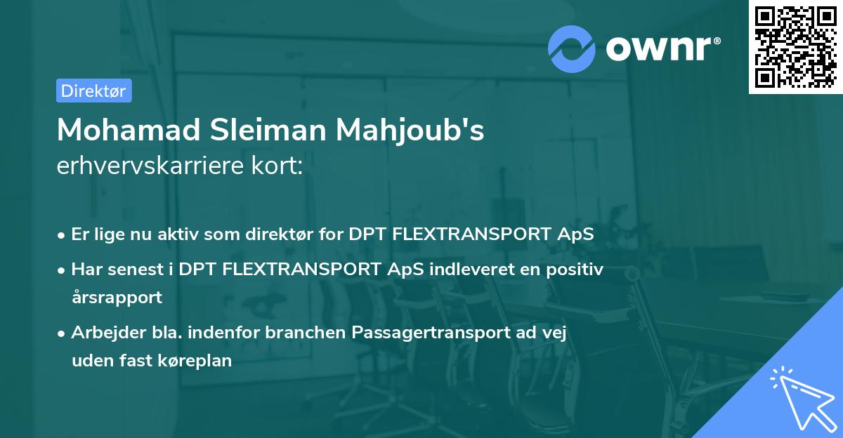 Mohamad Sleiman Mahjoub's erhvervskarriere kort