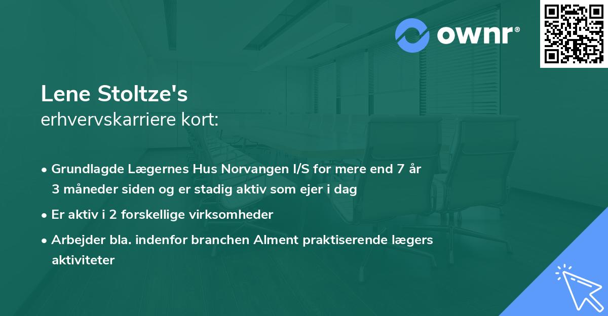 Lene Stoltze's erhvervskarriere kort
