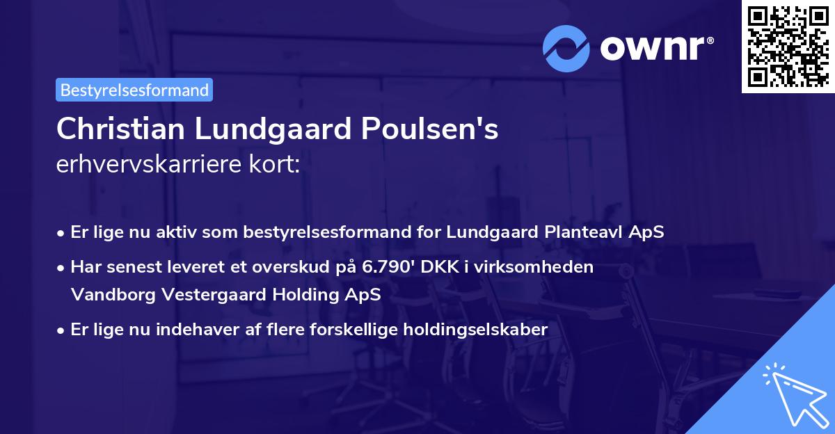 Christian Lundgaard Poulsen's erhvervskarriere kort