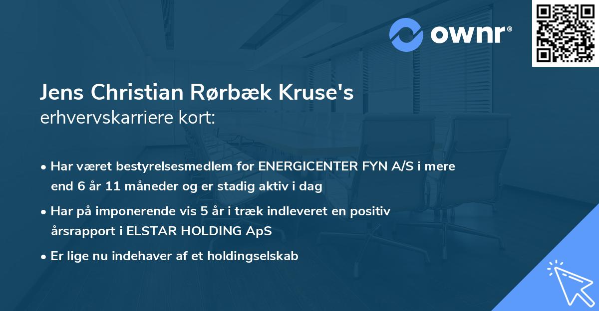 Jens Christian Rørbæk Kruse's erhvervskarriere kort