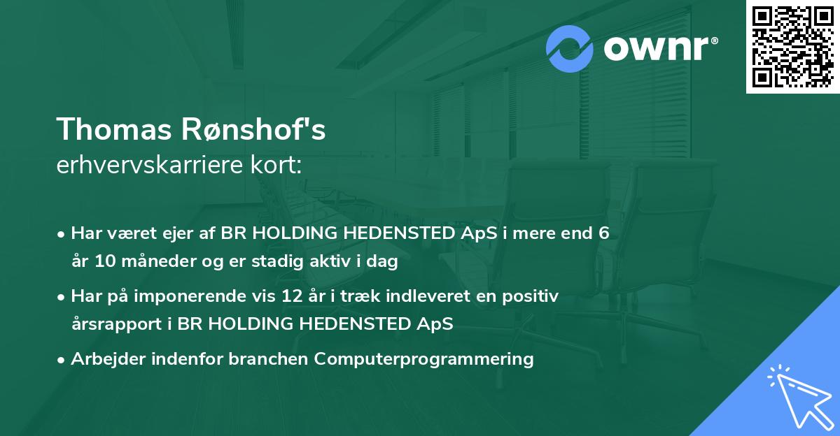Thomas Rønshof's erhvervskarriere kort
