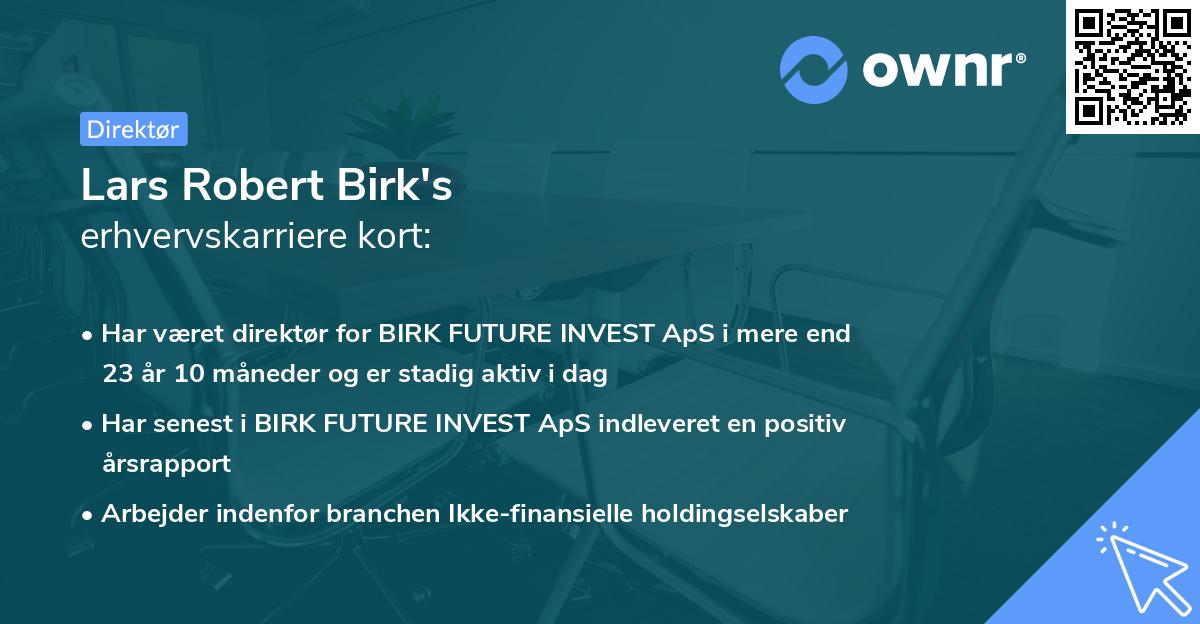 Lars Robert Birk's erhvervskarriere kort