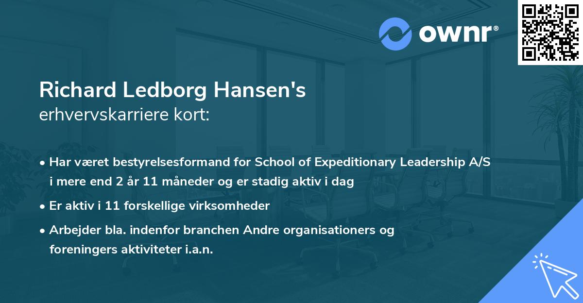 Richard Ledborg Hansen's erhvervskarriere kort