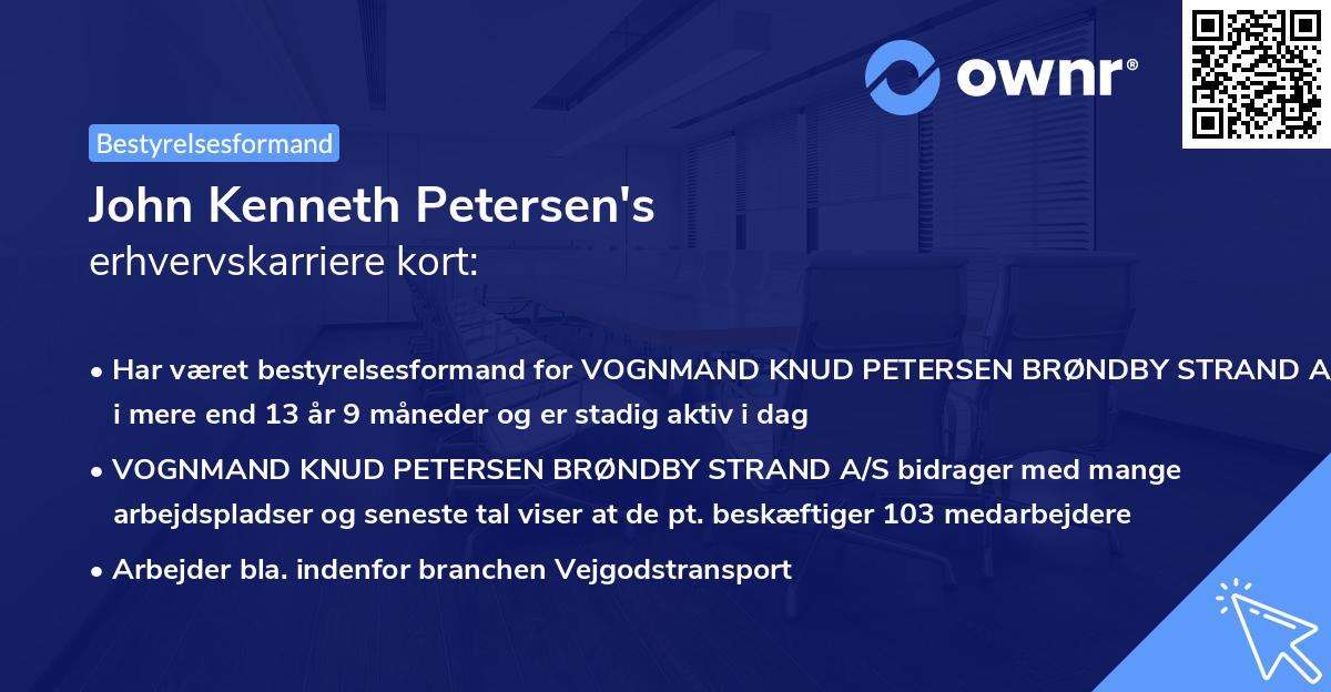 John Kenneth Petersen's erhvervskarriere kort