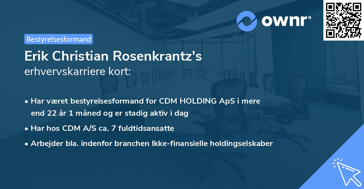 Erik Christian Rosenkrantz's erhvervskarriere kort