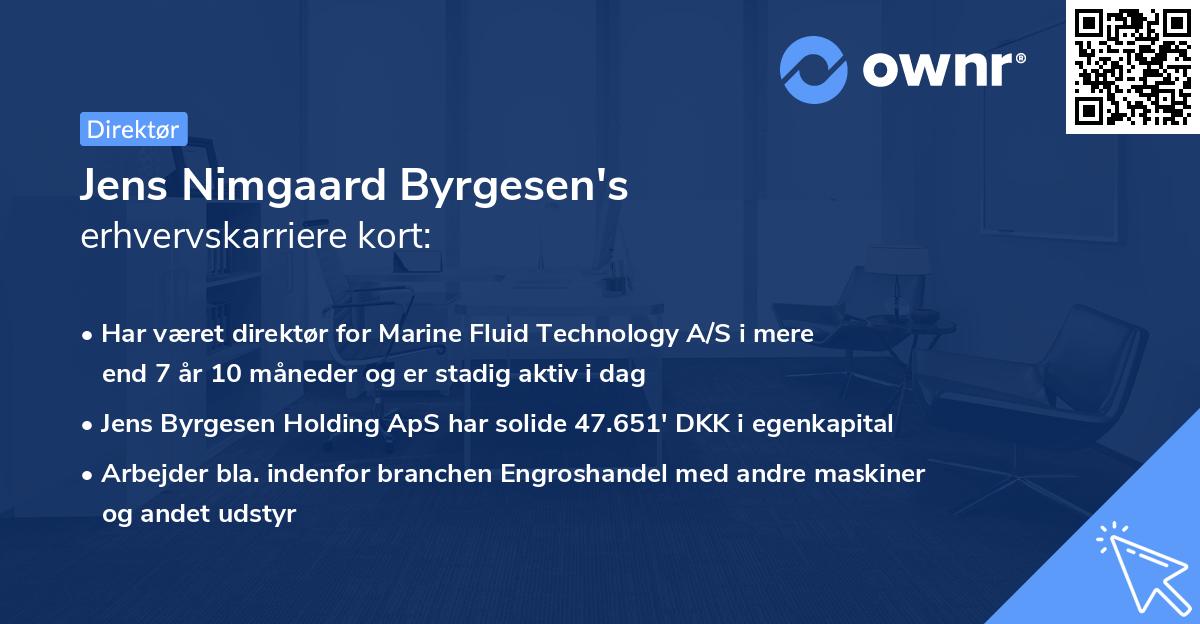 Jens Nimgaard Byrgesen's erhvervskarriere kort