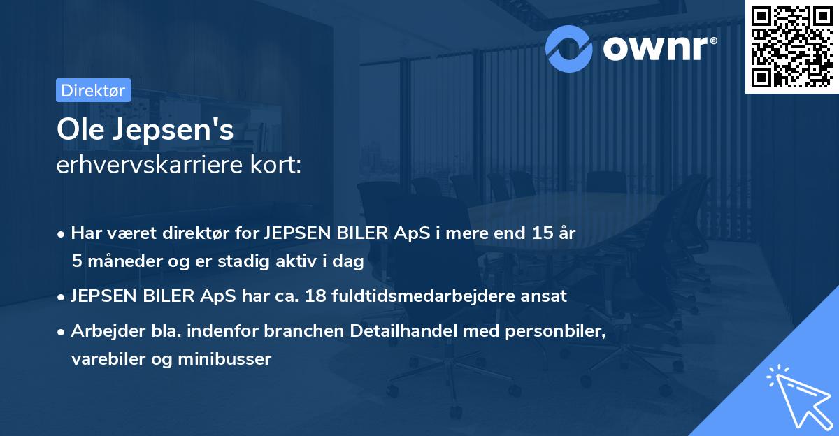 Ole Jepsen's erhvervskarriere kort