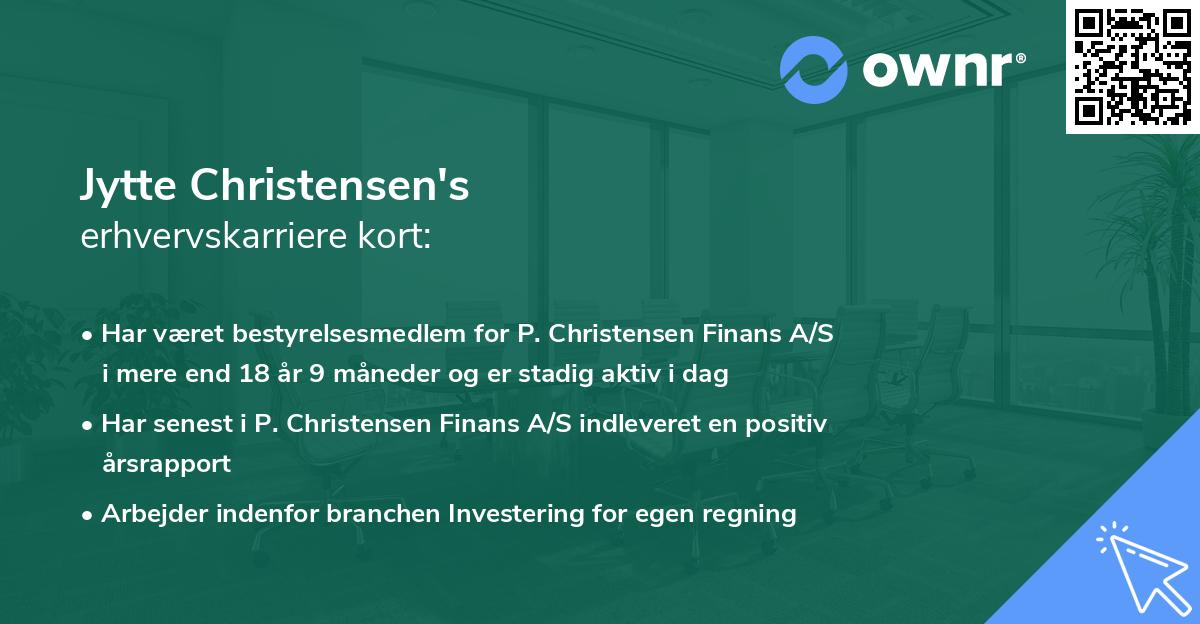 Jytte Christensen's erhvervskarriere kort