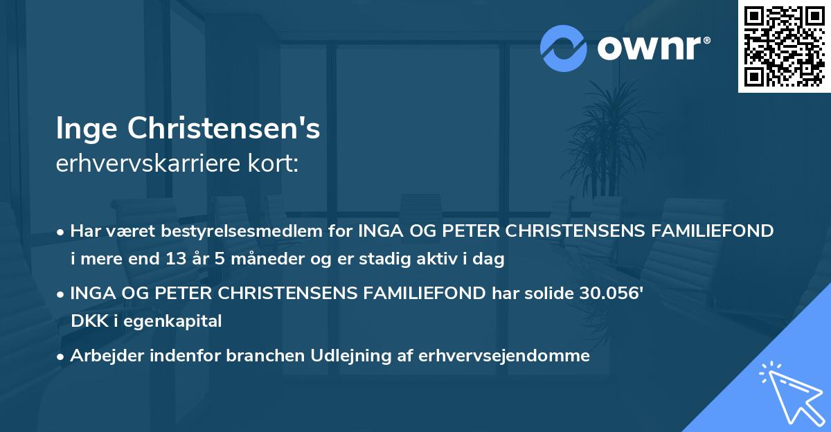 Inge Christensen's erhvervskarriere kort