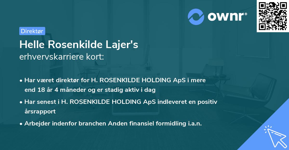 Helle Rosenkilde Lajer's erhvervskarriere kort