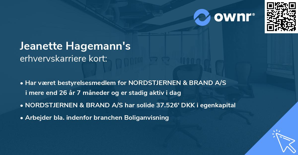 Jeanette Hagemann's erhvervskarriere kort