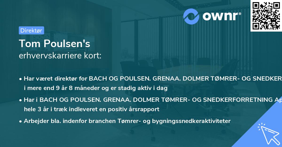 Tom Poulsen's erhvervskarriere kort