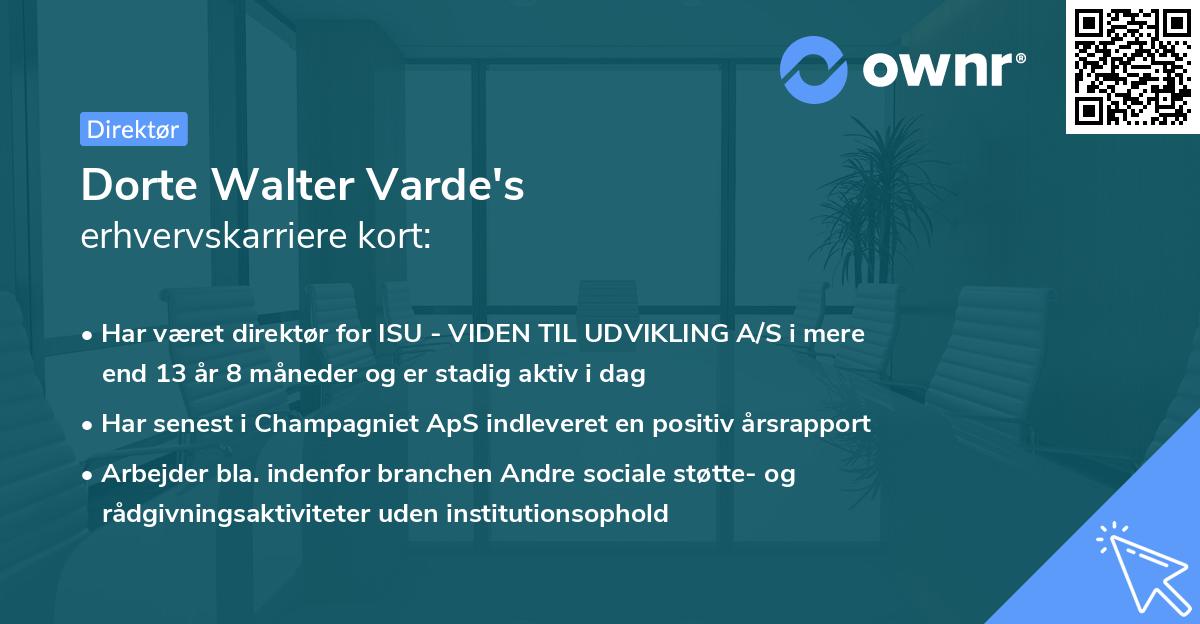 Dorte Walter Varde's erhvervskarriere kort