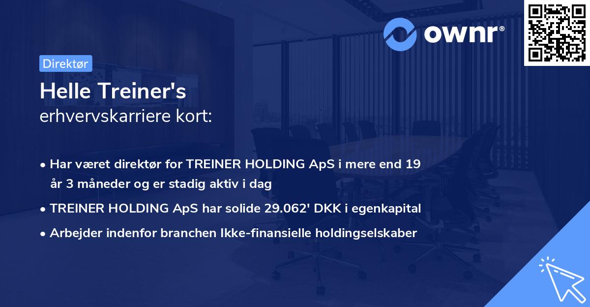 Helle Treiner's erhvervskarriere kort