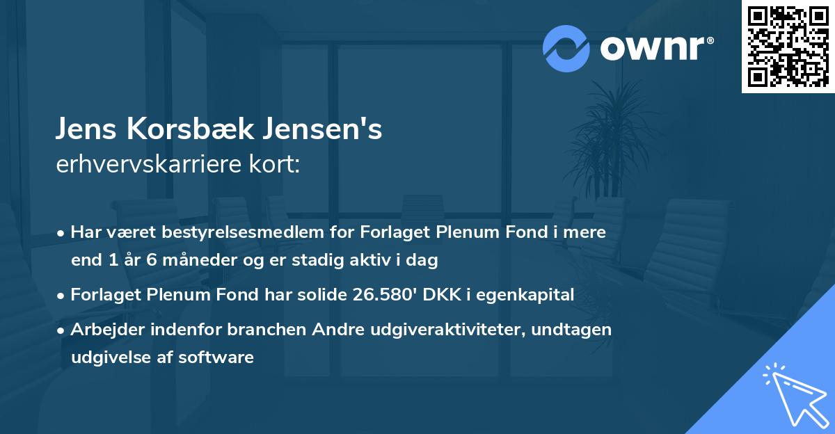 Jens Korsbæk Jensen's erhvervskarriere kort