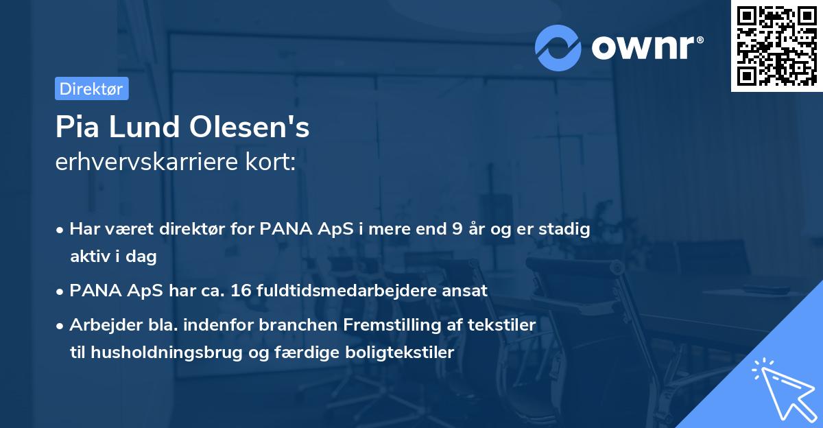 Pia Lund Olesen's erhvervskarriere kort