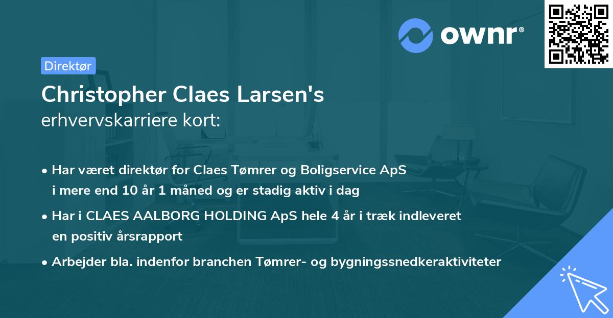 Christopher Claes Larsen's erhvervskarriere kort