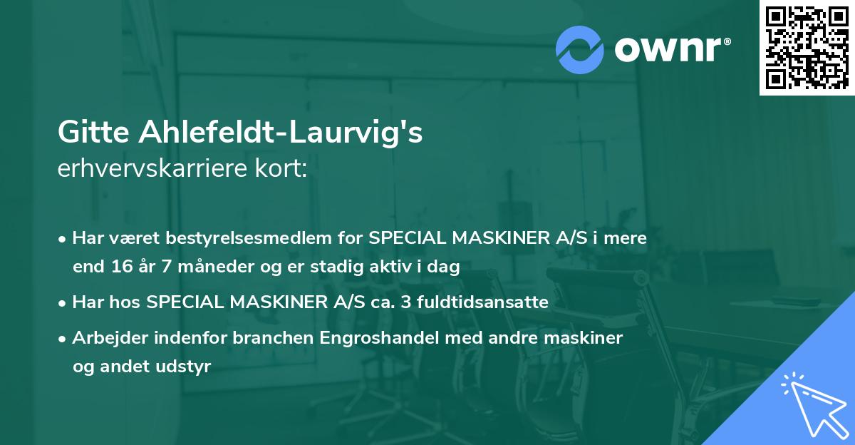 Gitte Ahlefeldt-Laurvig's erhvervskarriere kort