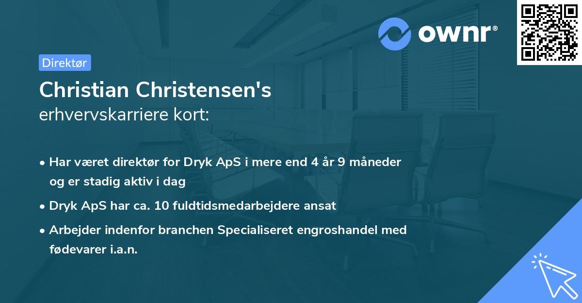 Christian Christensen's erhvervskarriere kort