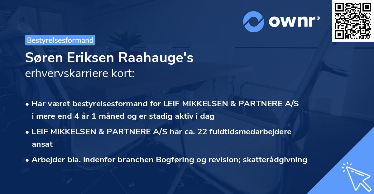 Søren Eriksen Raahauge's erhvervskarriere kort