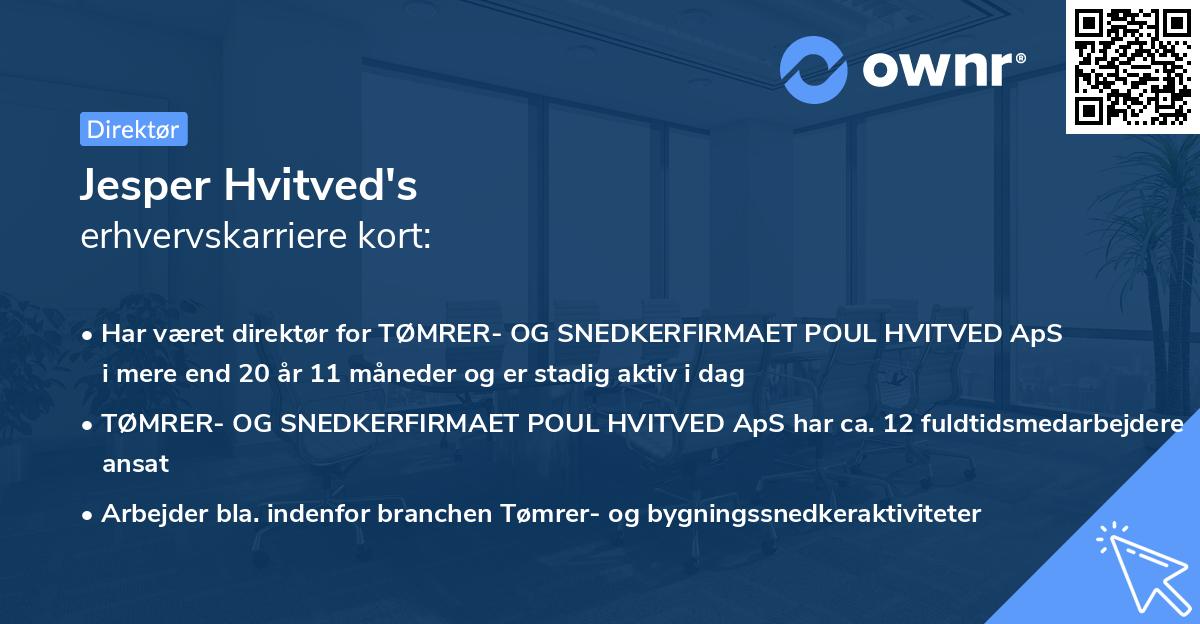 Jesper Hvitved's erhvervskarriere kort