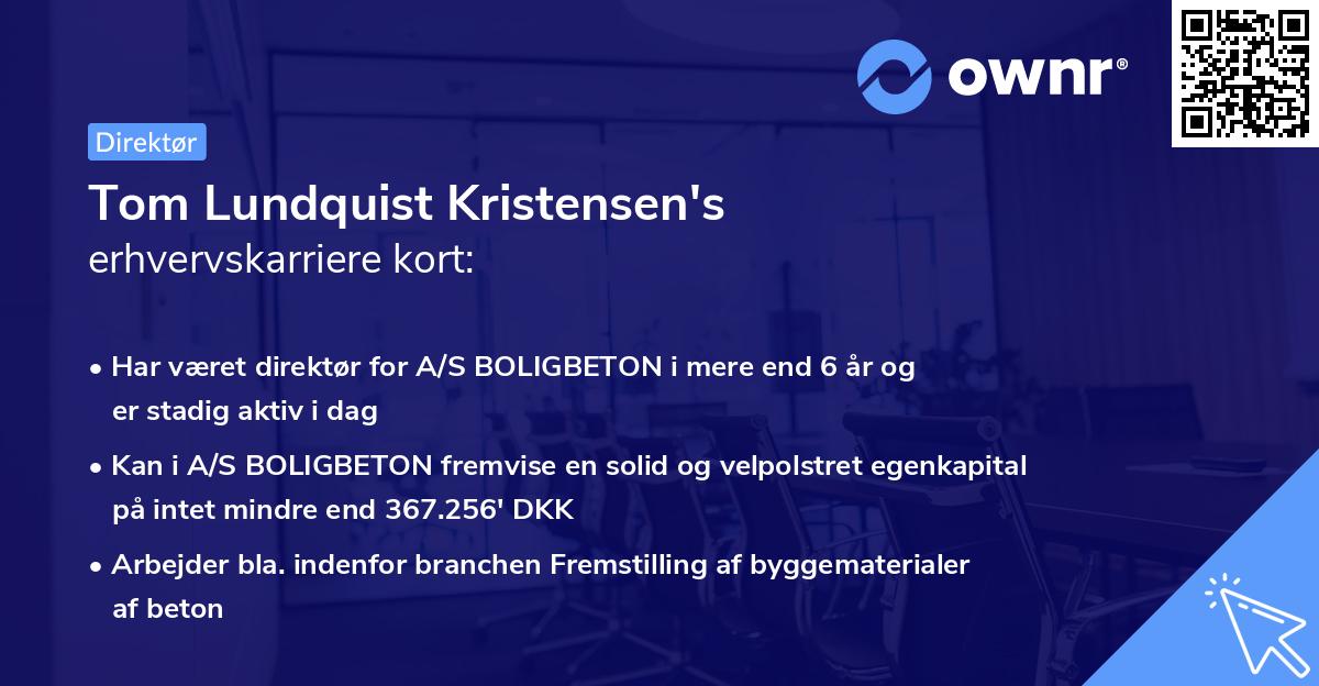 Tom Lundquist Kristensen's erhvervskarriere kort