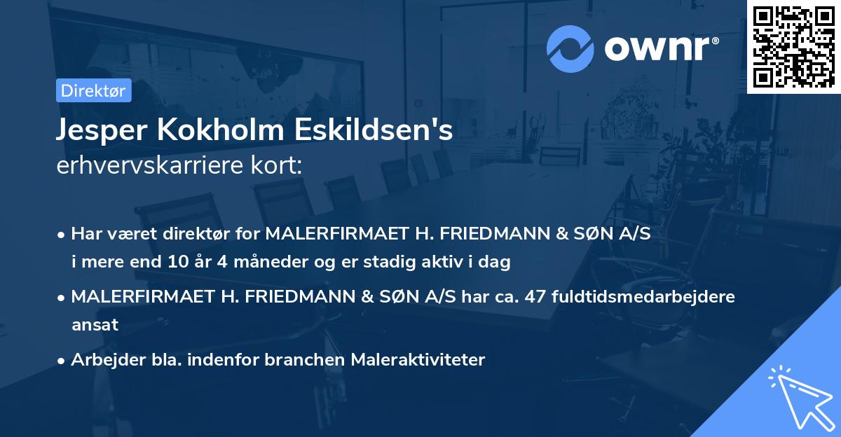 Jesper Kokholm Eskildsen's erhvervskarriere kort