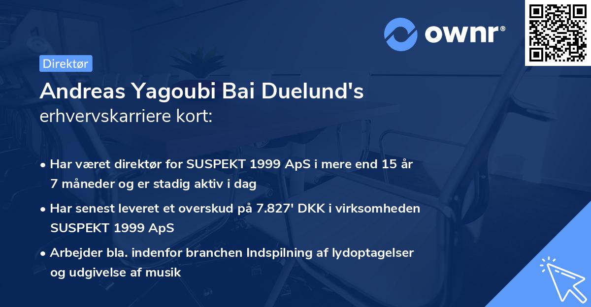 Andreas Yagoubi Bai Duelund's erhvervskarriere kort