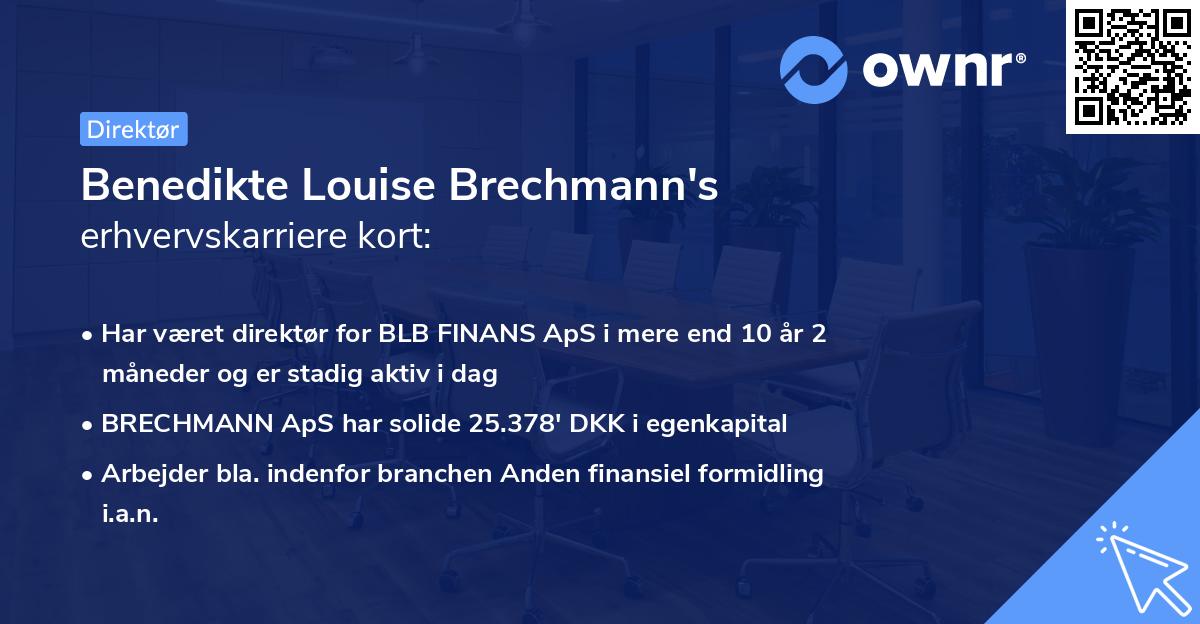 Benedikte Louise Brechmann's erhvervskarriere kort