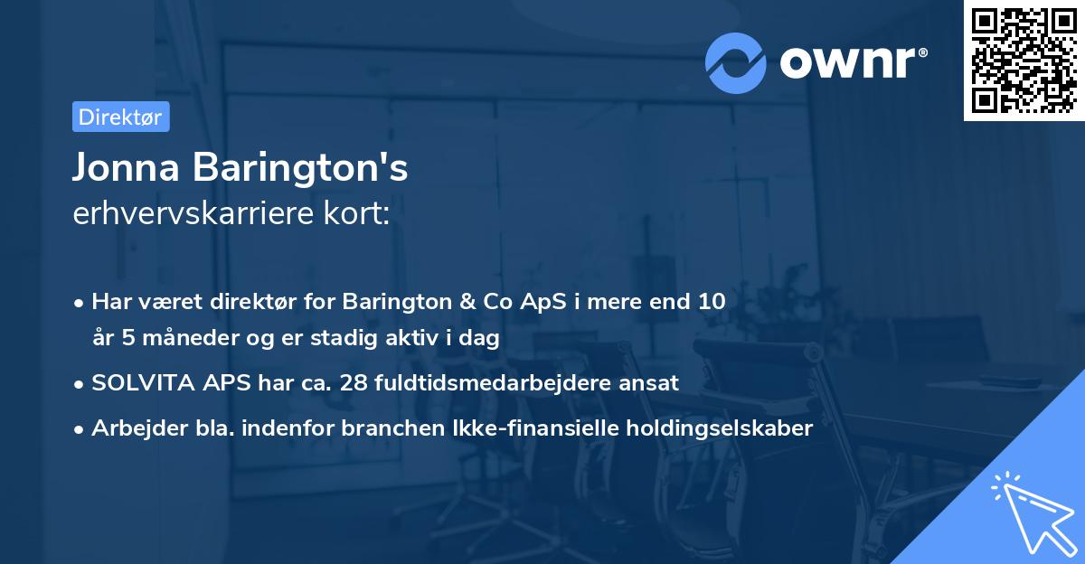 Jonna Barington's erhvervskarriere kort