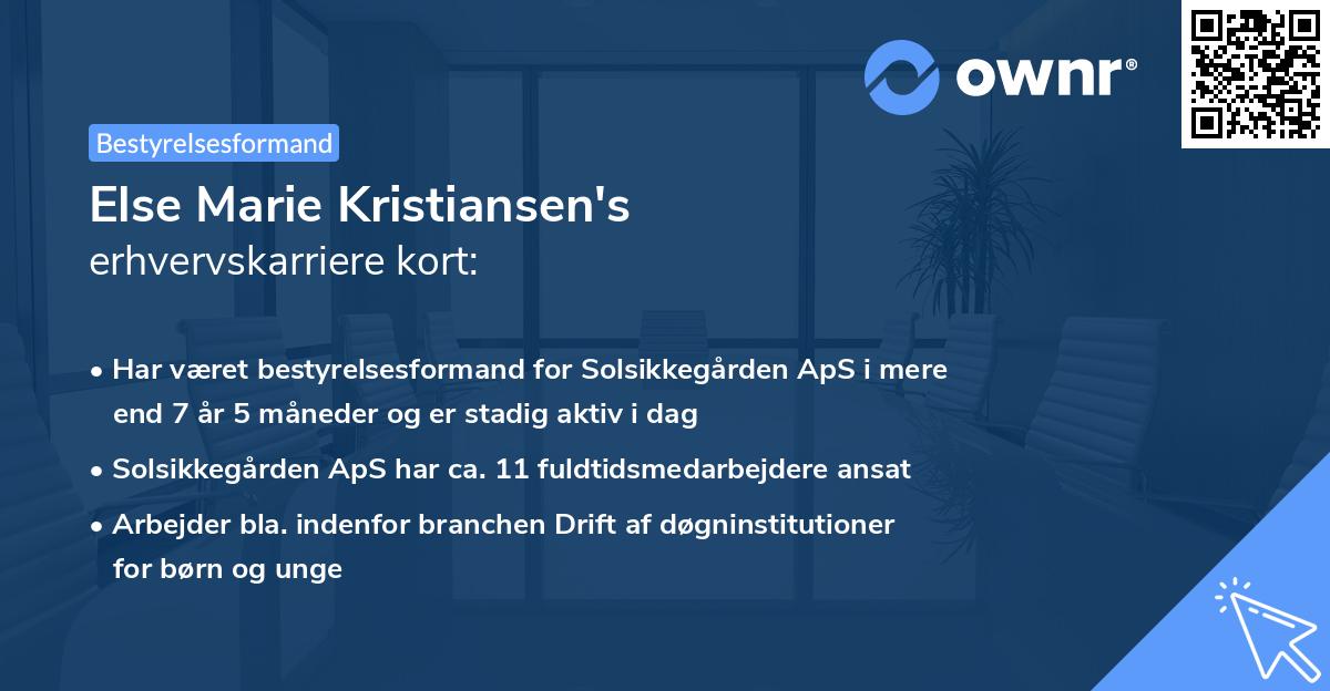 Else Marie Kristiansen's erhvervskarriere kort