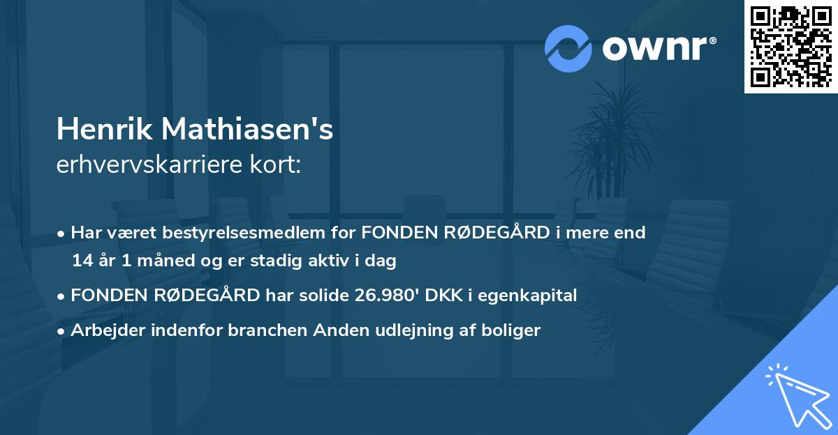 Henrik Mathiasen's erhvervskarriere kort
