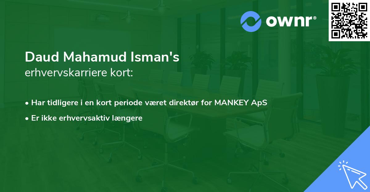 Daud Mahamud Isman's erhvervskarriere kort