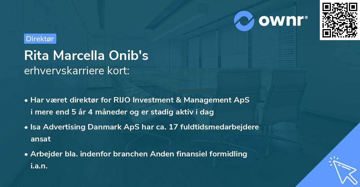Rita Marcella Onib's erhvervskarriere kort