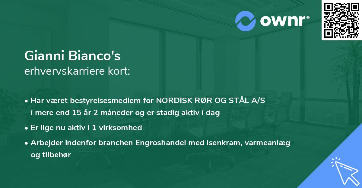 Gianni Bianco's erhvervskarriere kort