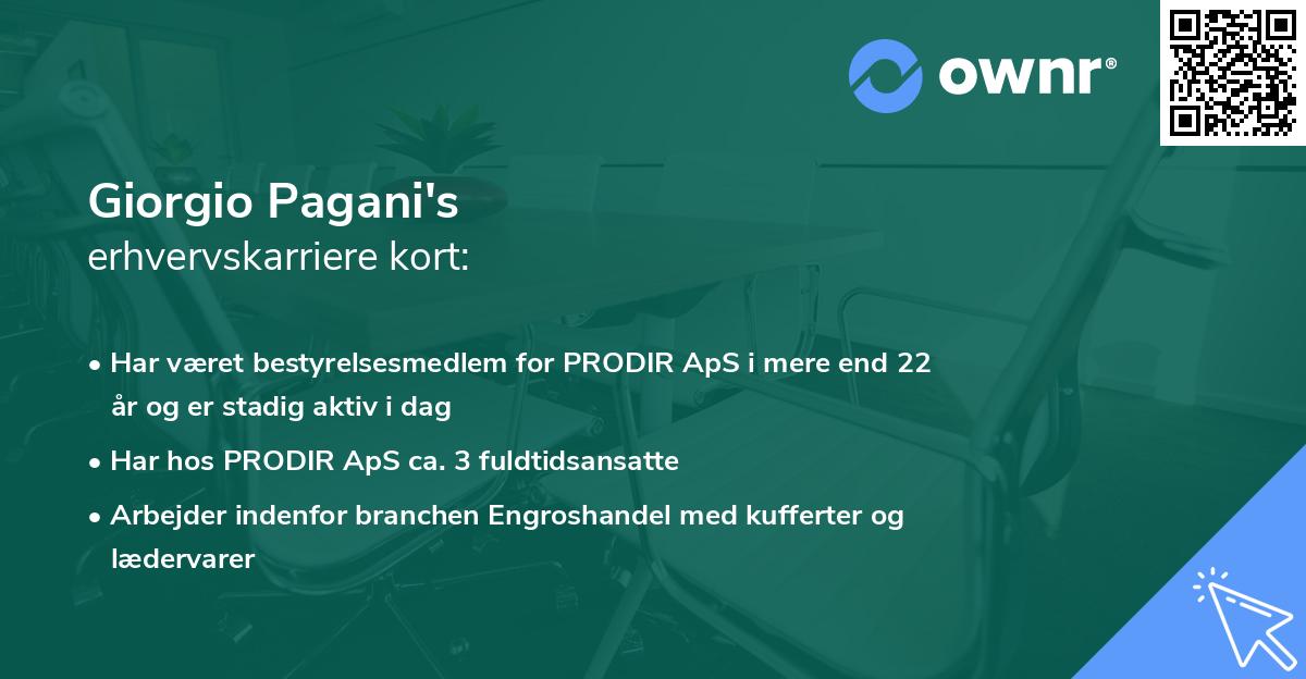 Giorgio Pagani's erhvervskarriere kort