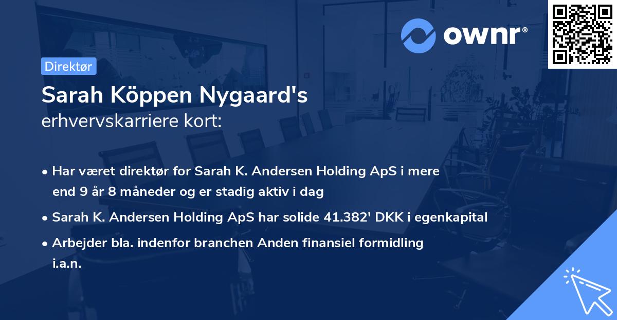 Sarah Köppen Nygaard's erhvervskarriere kort