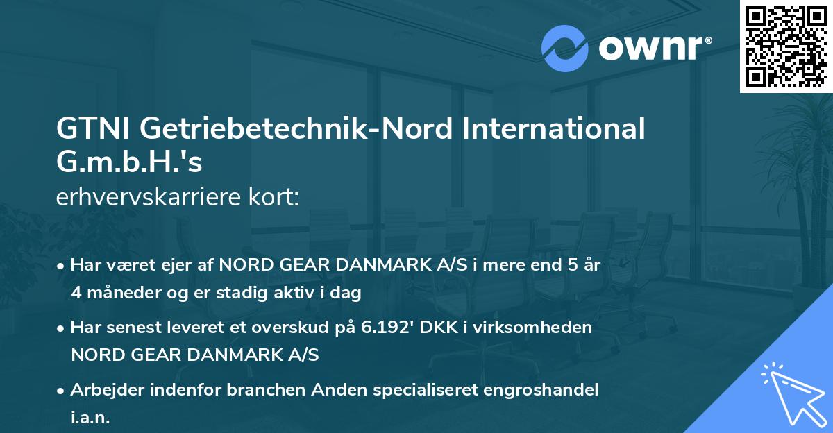 GTNI Getriebetechnik-Nord International G.m.b.H.'s erhvervskarriere kort