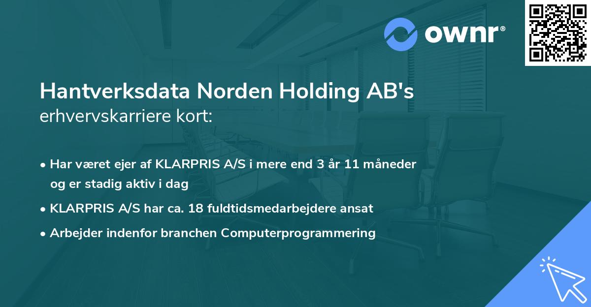 Hantverksdata Norden Holding AB's erhvervskarriere kort