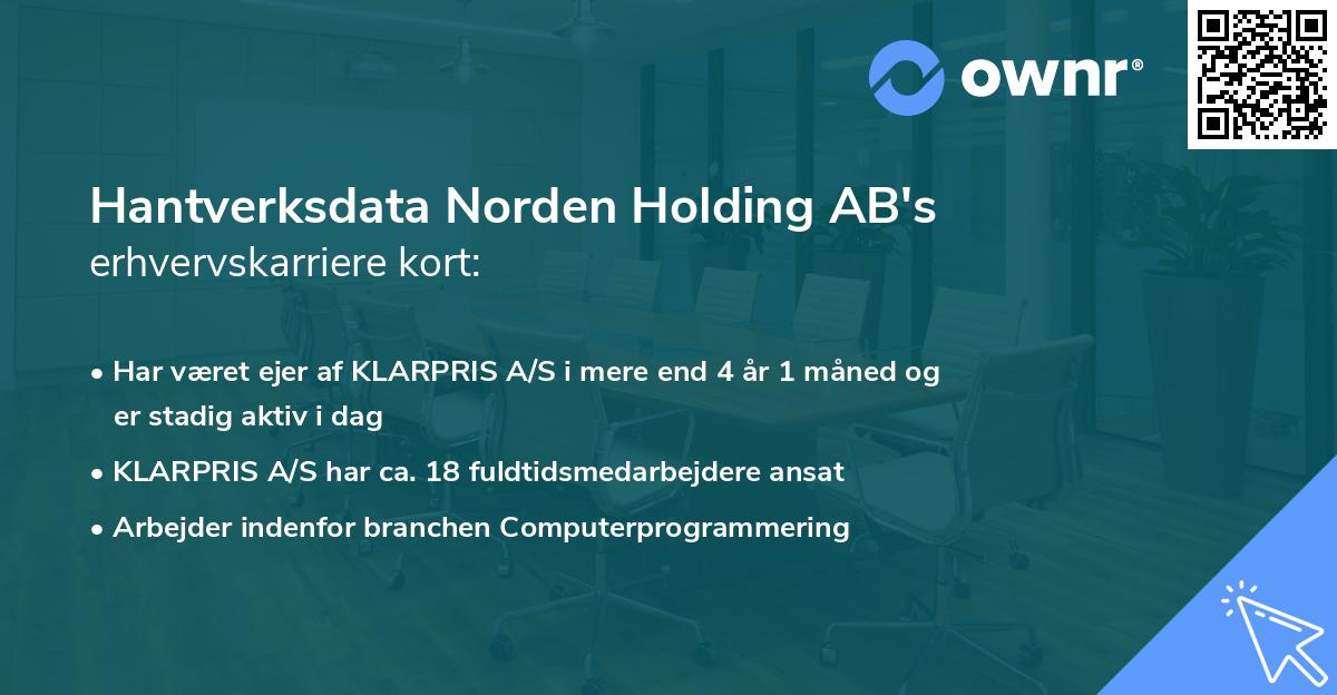 Hantverksdata Norden Holding AB's erhvervskarriere kort