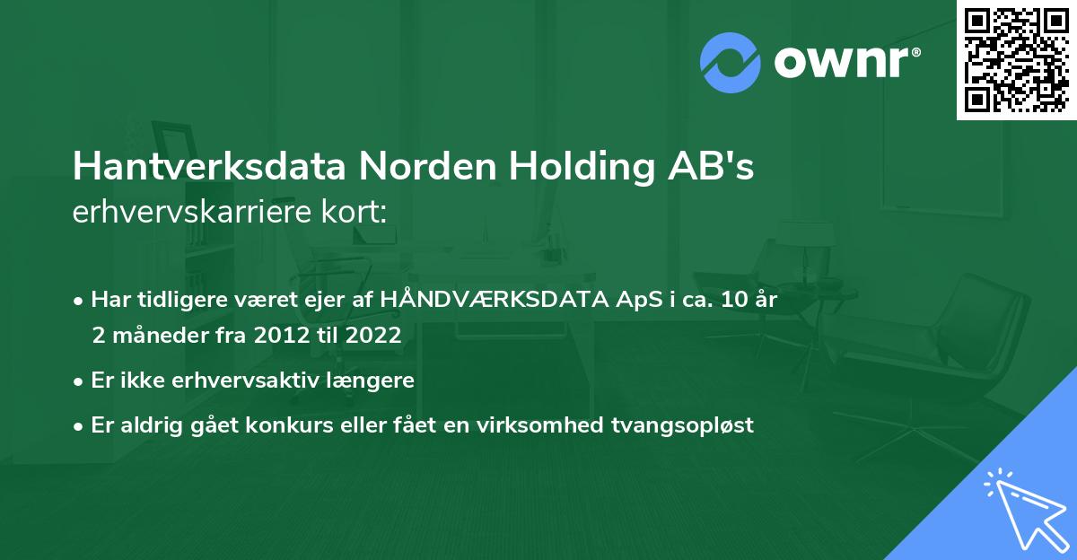 Hantverksdata Norden Holding AB's erhvervskarriere kort
