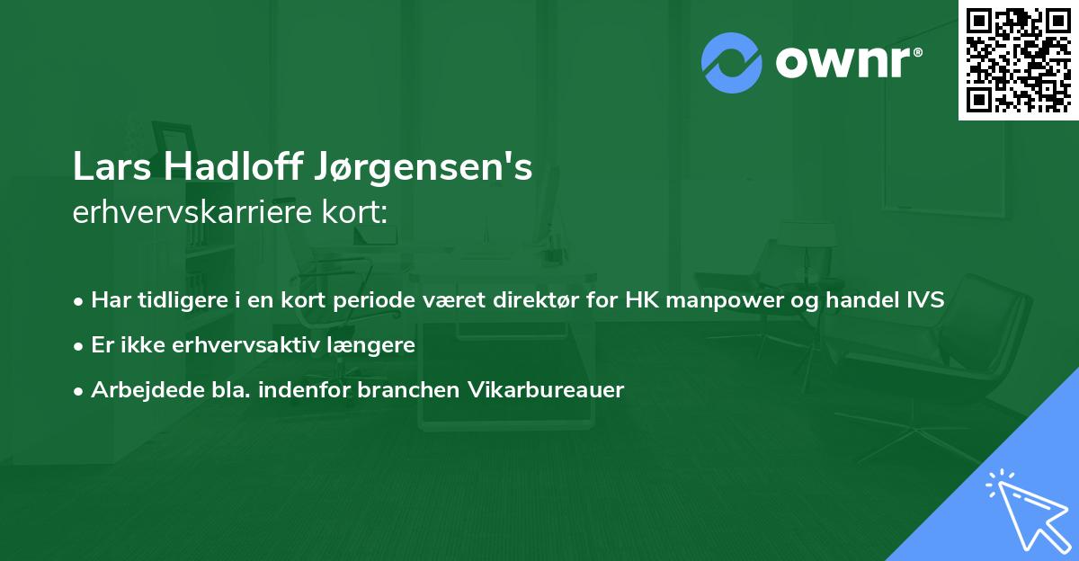 Lars Hadloff Jørgensen's erhvervskarriere kort