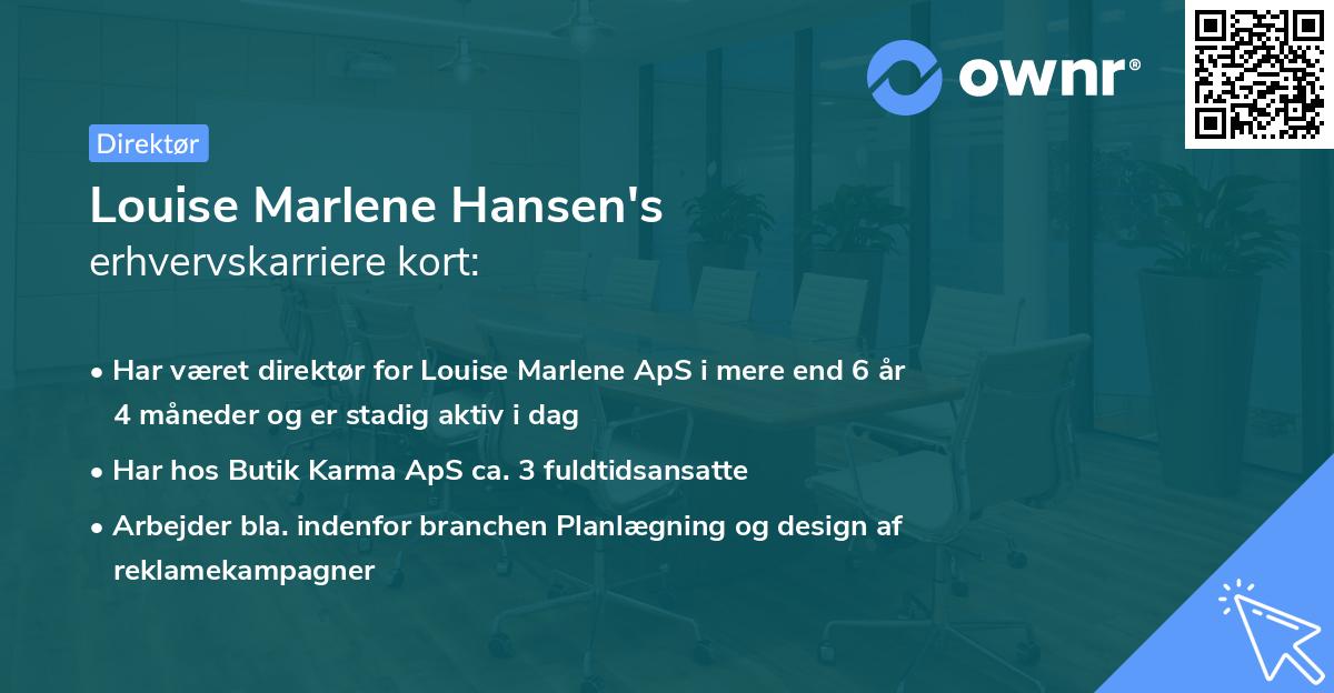 Louise Marlene Hansen's erhvervskarriere kort
