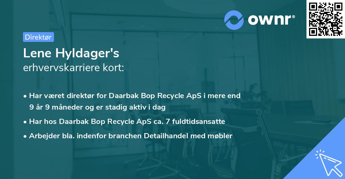 Lene Hyldager's erhvervskarriere kort