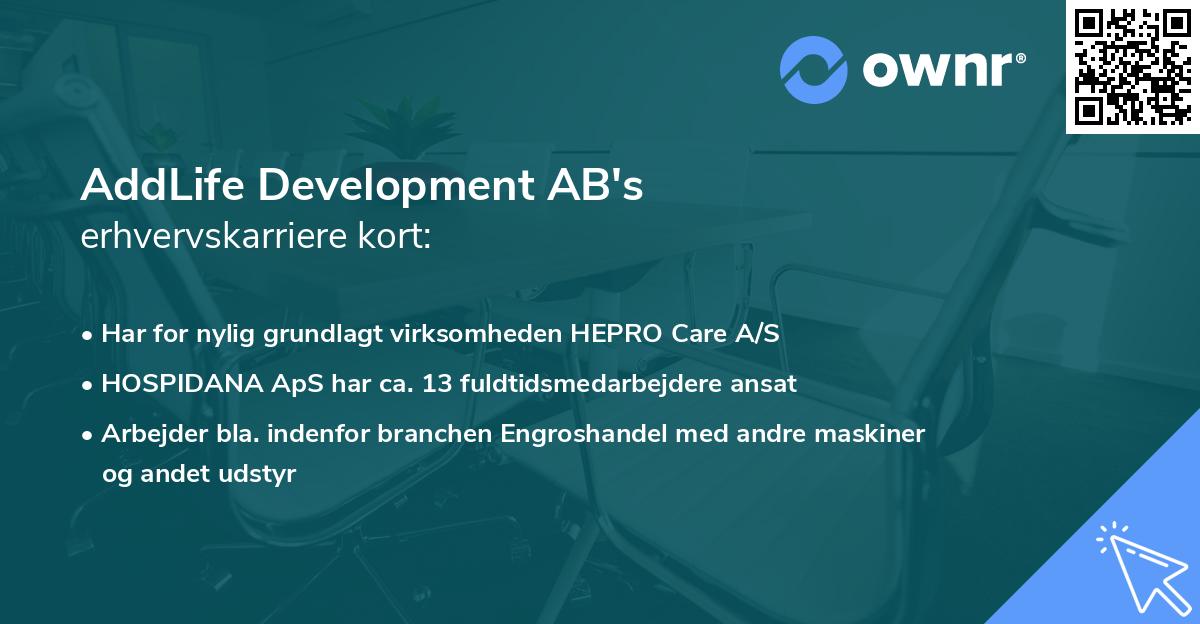 AddLife Development AB's erhvervskarriere kort