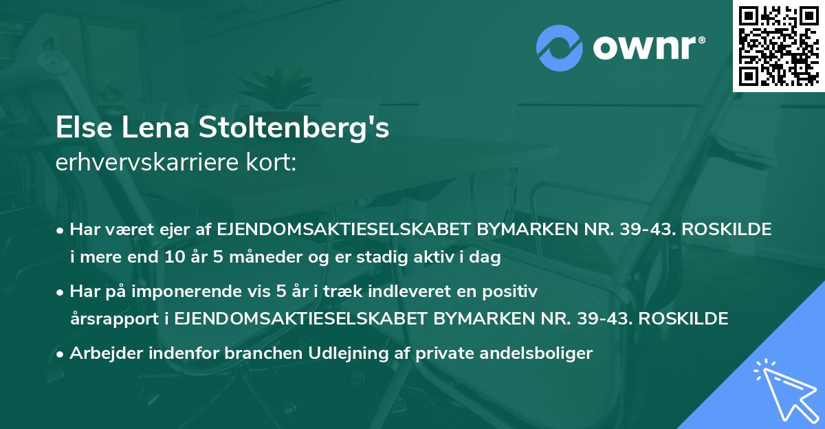 Else Lena Stoltenberg's erhvervskarriere kort