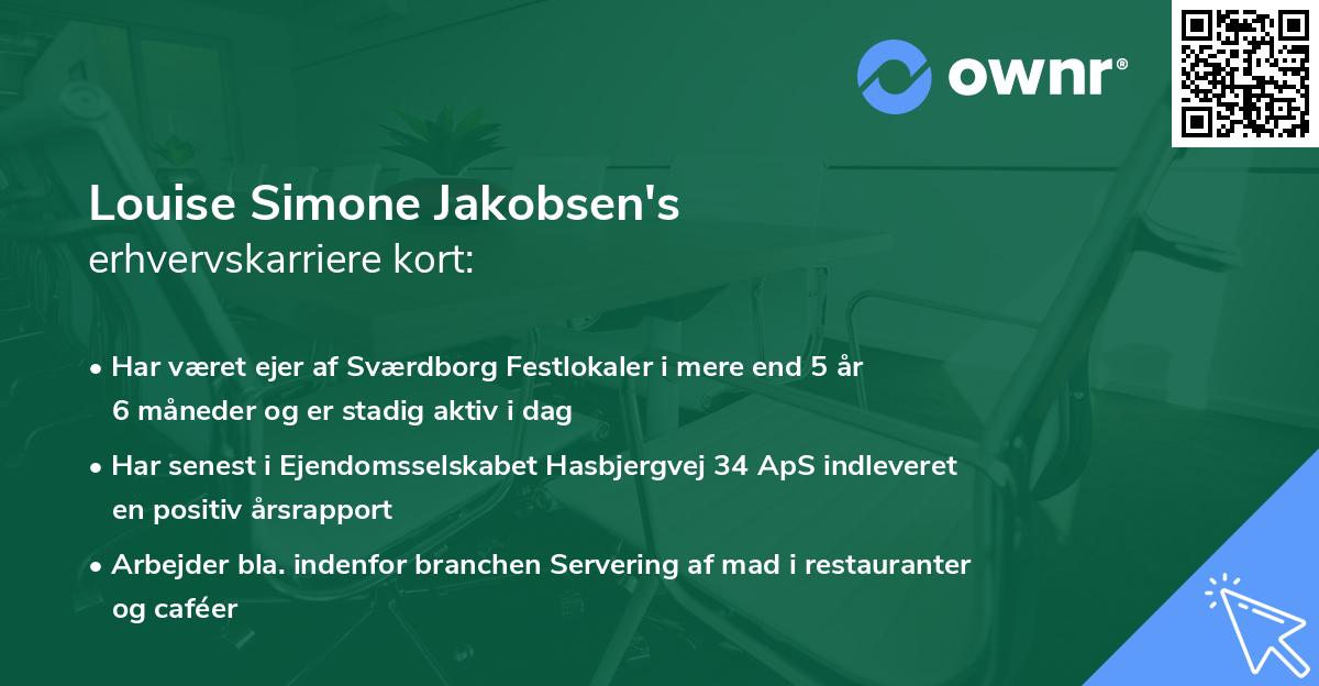 Louise Simone Jakobsen's erhvervskarriere kort