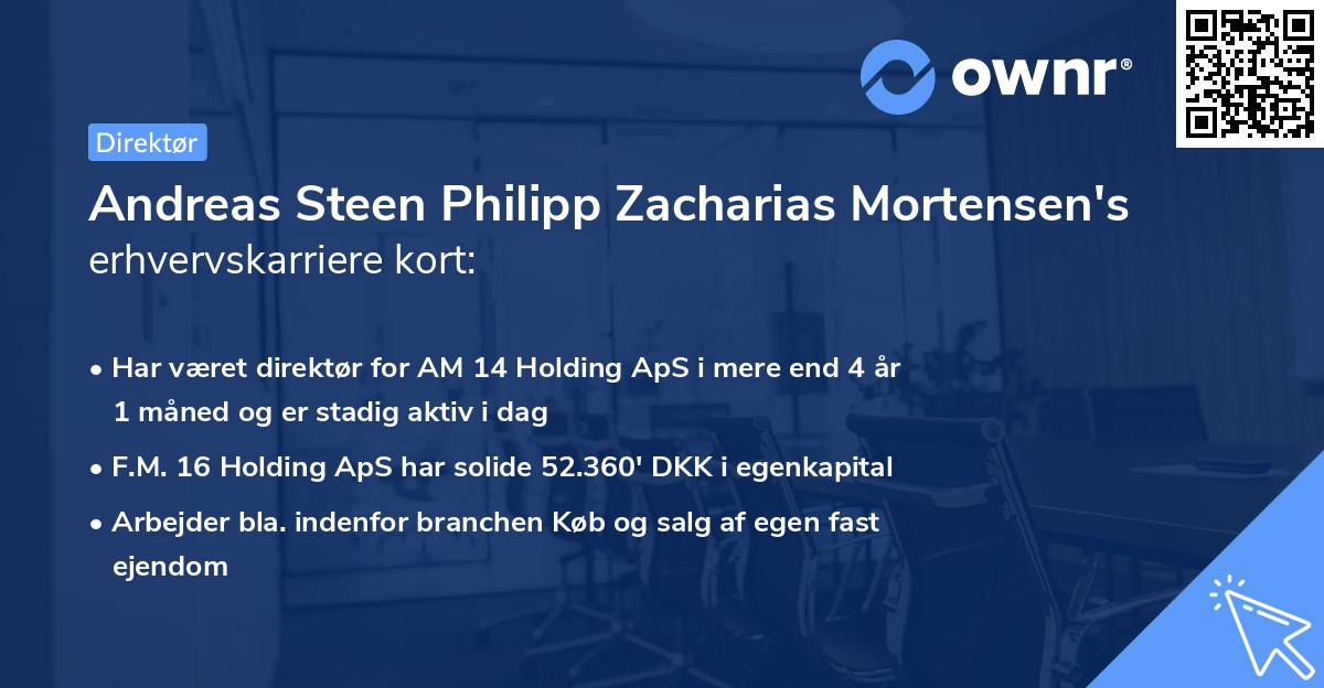 Andreas Steen Philipp Zacharias Mortensen's erhvervskarriere kort