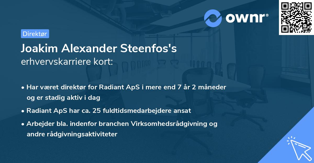 Joakim Alexander Steenfos's erhvervskarriere kort